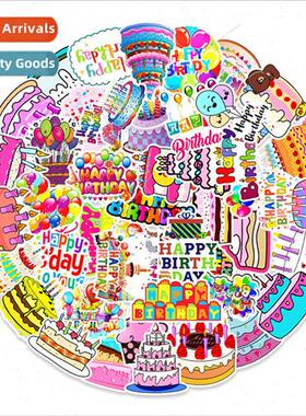 50 pcs Happy Birthday Doodle Stickers Motorcycle Helmet Skat