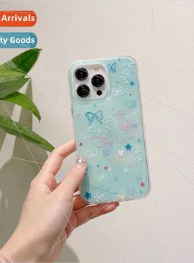 Korean  ins blue lines butterfly love 14ProMax female iPhone