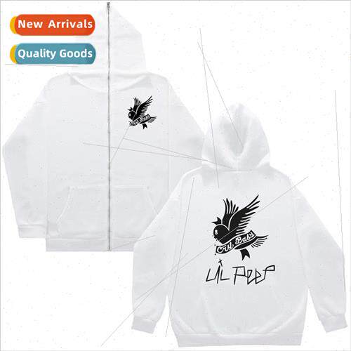 New singer Lil Peep street trend zipper hooded sweatshirt 适