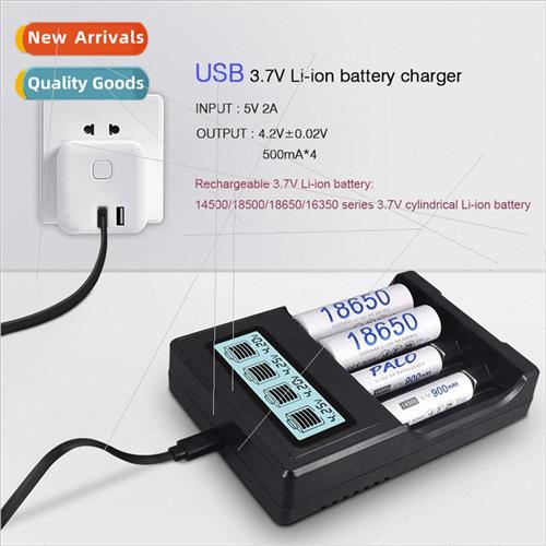 Four Slot USB Smart LCD 18650 26650 16340 Charger 3.7V thium