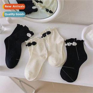 mid calf Chinese Lolita buckle womens disk cheo socks