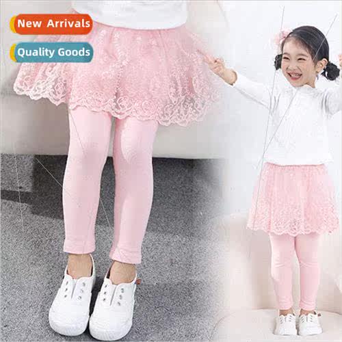 Spring 2023 girls cotton bottoming dress pants cotton solid