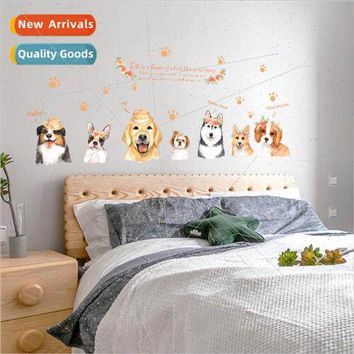 Creative hand-painted dog wall decals cute childrens bedside