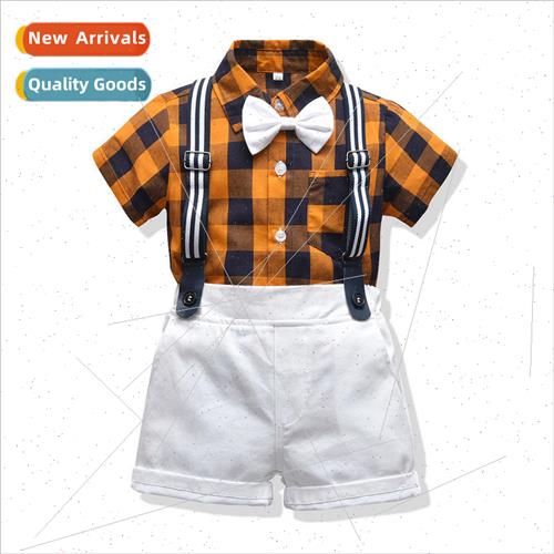 Childrens clothing 2020 Summer childrens plaid shirt back pa