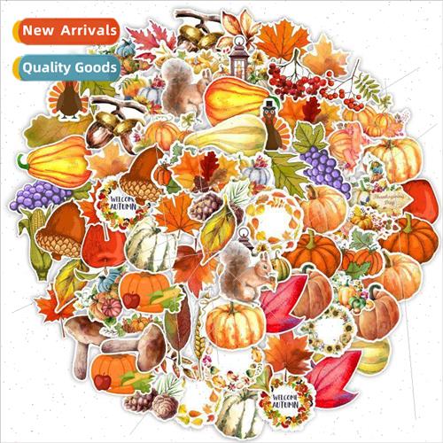 Thanksgiving 50 self-adhesive stickers pumpkin falling leave