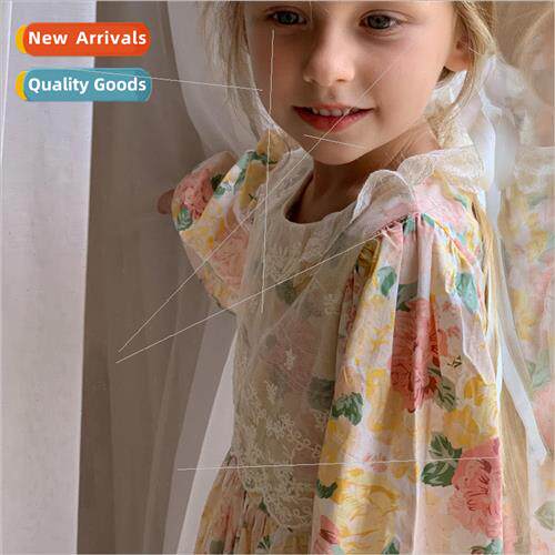 Girls dress 2023 fall female baby cute lace collar skirt Kor