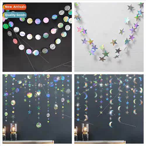 Rainbow Color Round Pieces Star Paper Flower Illusion Star M