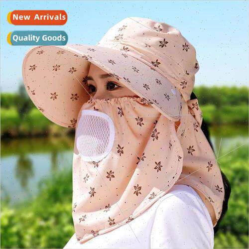 New summer ladies sun shawl cap mask tea plucking cap breath