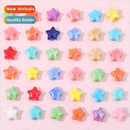 Ceramic star pentagram cream colored beads DIY handmade jewe
