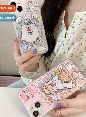 Fun cartoon cat dog illustration 适用 iPhone 12 couple 14Pro