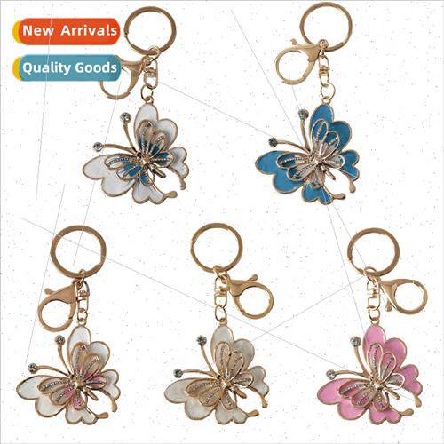 Exquisite diamond butterfly keychain pendant car bag charm c
