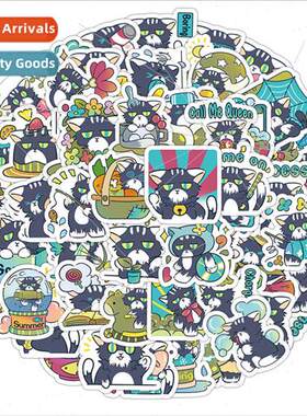 50 fresh ins cartoon cute green-eyed cat stickers diy statio