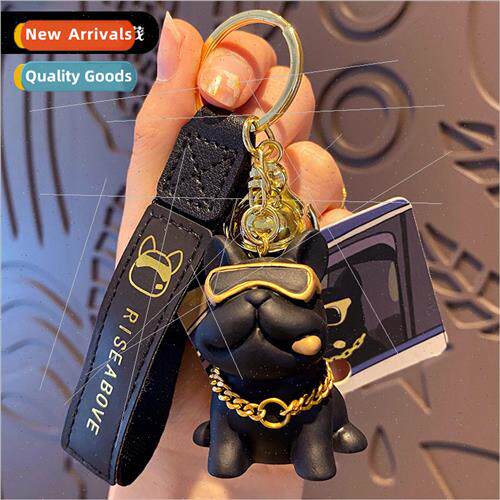 cool bulldog keychain men and women cute creative resin dog