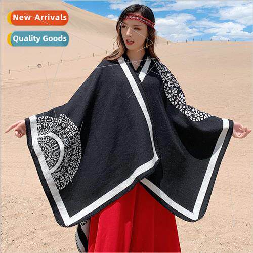 Ethnic wind faux cashmere shawl female fall and winter new t