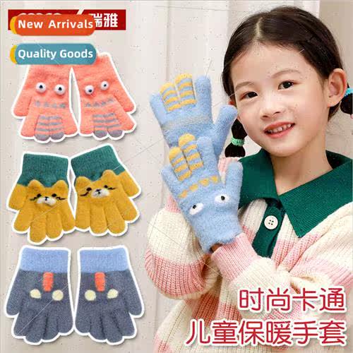 Childrens gloves men and women childrens split-finger full-f