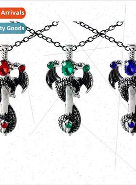 Creative retro pterodactyl sword necklace men rock fashion d