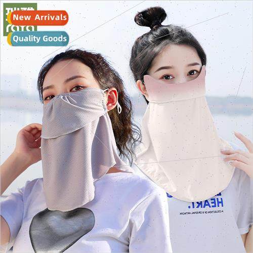 neck protection sun mask female full face ice silk mask dust图片