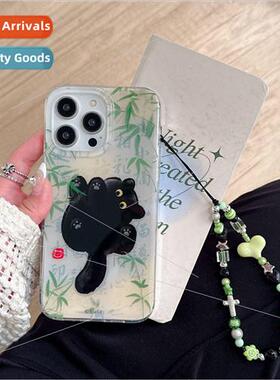 Cute cartoon black cat 适用 iPhone 12/11 chain 14ProMax phon