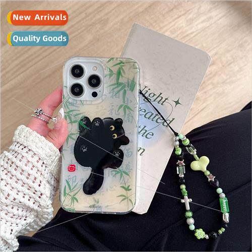 Cute cartoon black cat 适用 iPhone 12/11 chain 14ProMax phon