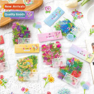 Floral sequence PET sticker pack hand-painted flowers colorf