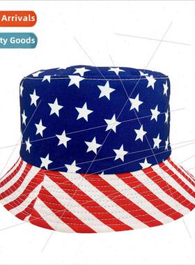 New American flag embroidered hat cotton fishermans hat adul