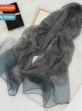 Spring and Autumn Korea Hundreds of matching plaid silk scar