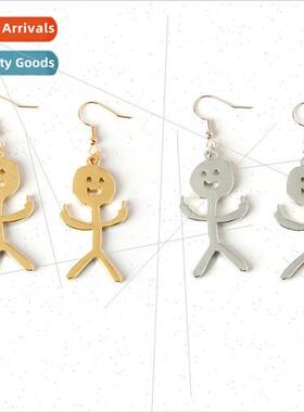 Creative fun graffiti earrings middle finger funny villain e