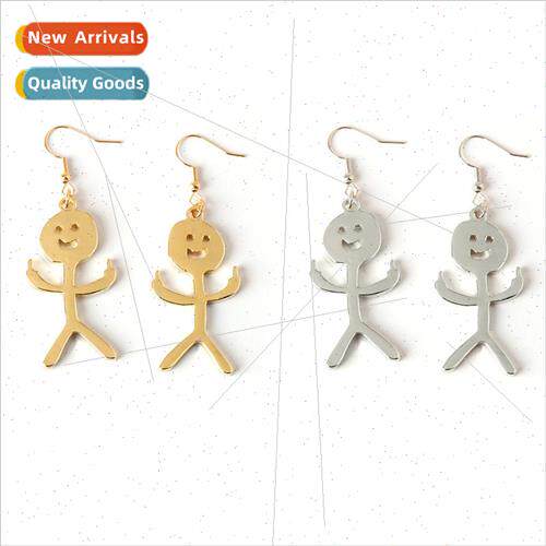 Creative fun graffiti earrings middle finger funny villain e