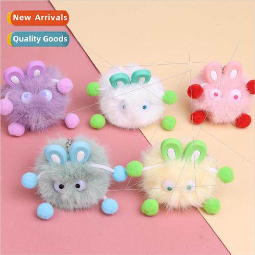 Mink hair ear  niche funny hairball key pendant schoolbag do