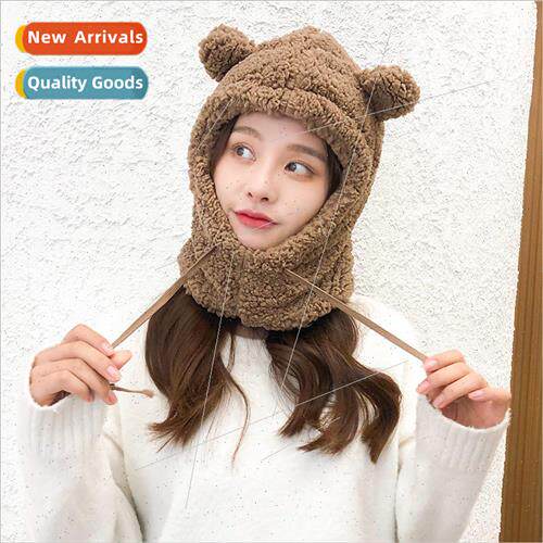 Bear hat scarf all-in-one female winter warm plush womens ha