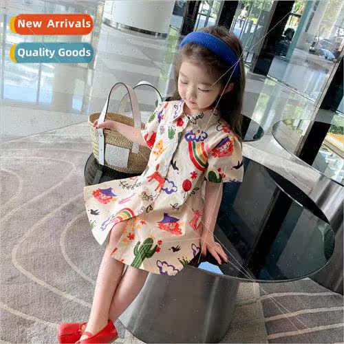 Girls dress summer 2023 new childrens cotton short-sleeved Y图片