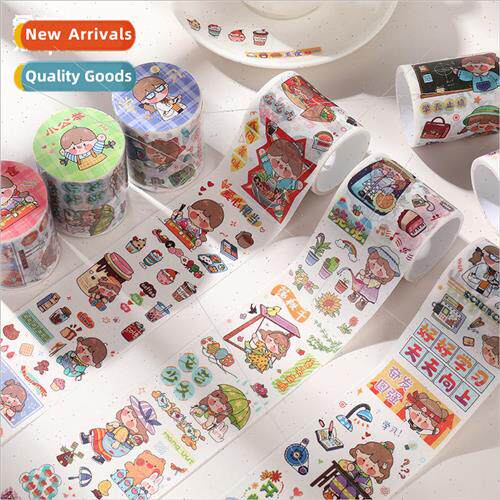 Handheld account materials with paper tape cartoon cute girl