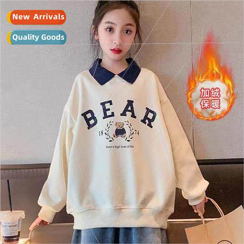 Girls fall and winter fashion Polo shirt padded sweater girl