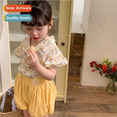 Girls suit 2023 summer new Korean fashionable top pants two-