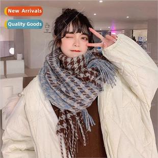fall plaid 2022 winter and female scarf ins bird Thousand