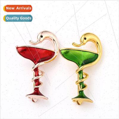 New Snake Wine Glass Brooch Metal Oil Drip Badge Backpack Je