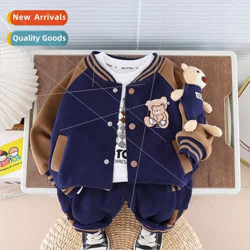 2023 fall new bear baseball uni适用m three-piece cartoon sui