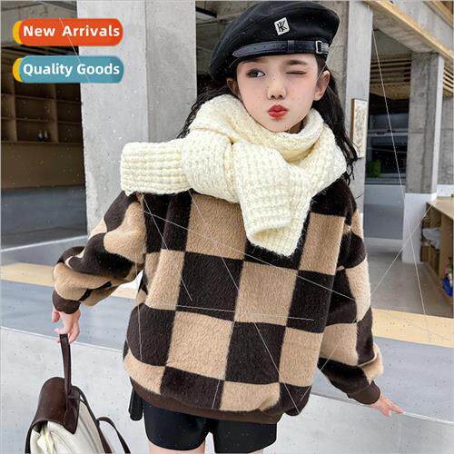 Girls padded sweater fall and winter  2023 new fashionable f