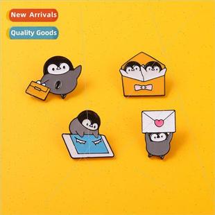 lapel metal cute penguin letter the pin Send cartoon