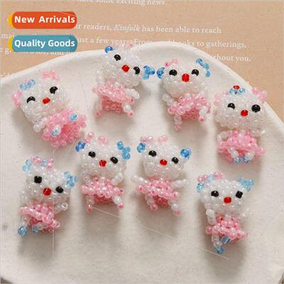 Creative design handmade colorful bead weaving cute cat phon