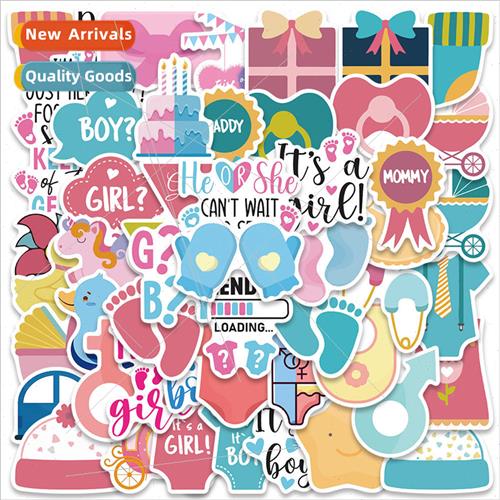 52 baby gender reveal cartoon cute stickers notebook books w