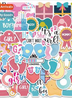 52 baby gender reveal cartoon cute stickers notebook books w