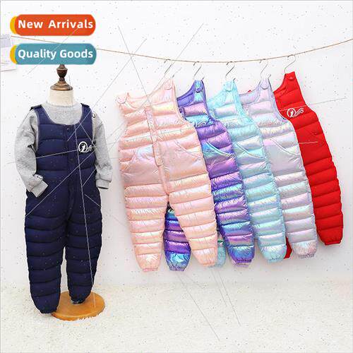 2023 new winter childrens pants dazzle colorful glossy child