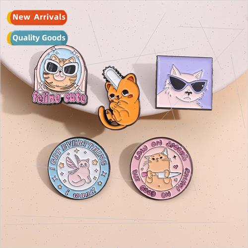 New cartoon dorky cat wearing sunglasses round letters chain