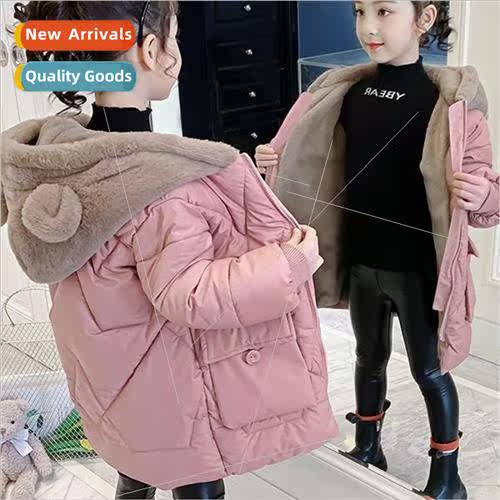 Girls padded cotton jacket winter 2023 new 适用eign- down co