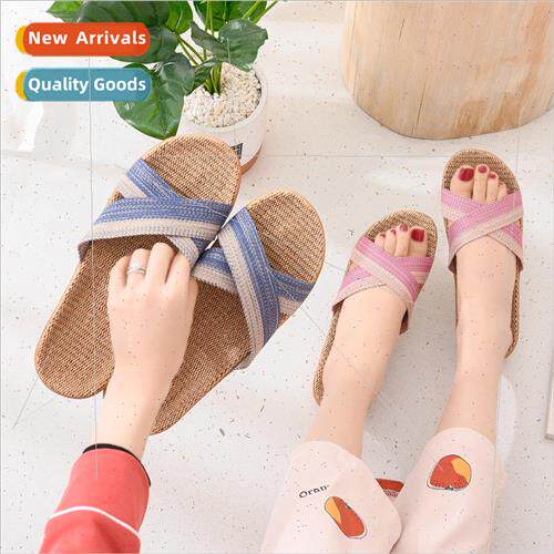 New linen slippers home couple indoor slippers wooden floor