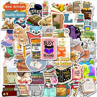 50 pcs Book Stickers Book Reading Doodle Stickers Computer P