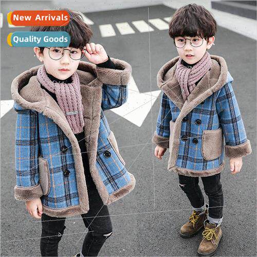 2023 new childrens boys tweed plaid jacket fall and winter p