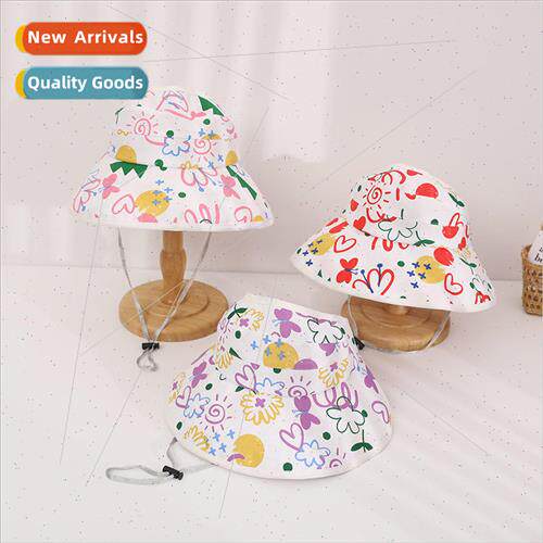 Summer childrens breathable adjustable basin hat large brim