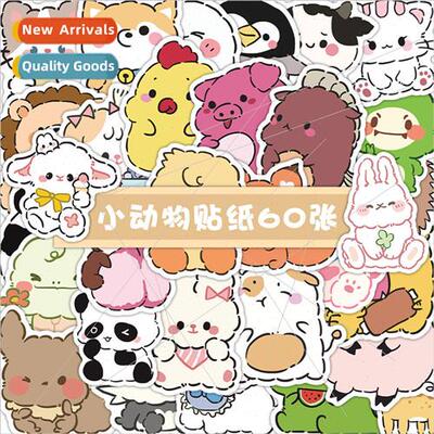 60 cartoon animal stickers cute kitten dog penguin ins  hand